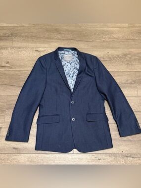 Appaman Fine Tailoring Boys Navy Blue Blazer Jacket Size 14 Monkey Lining